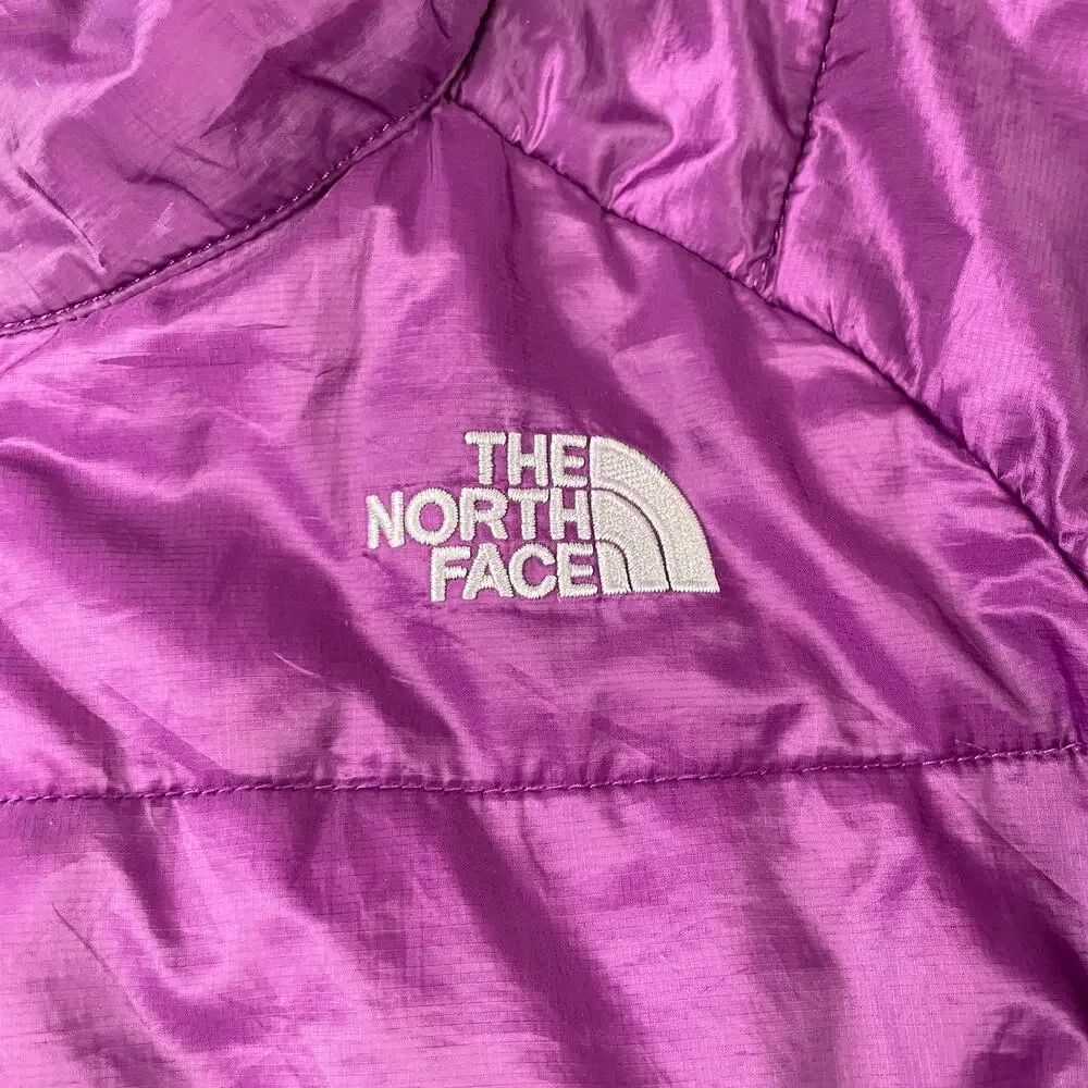Vintage The North Face Girls Purple Fleece Quilted Full Zip Jacket Sz XL